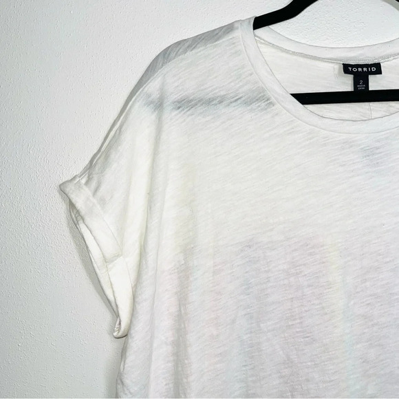 torrid NWT 100% Cotton White Multicolor Striped Back Mixer Tee 2X Women’s - Picture 4 of 11